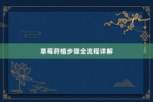 草莓莳植步骤全流程详解